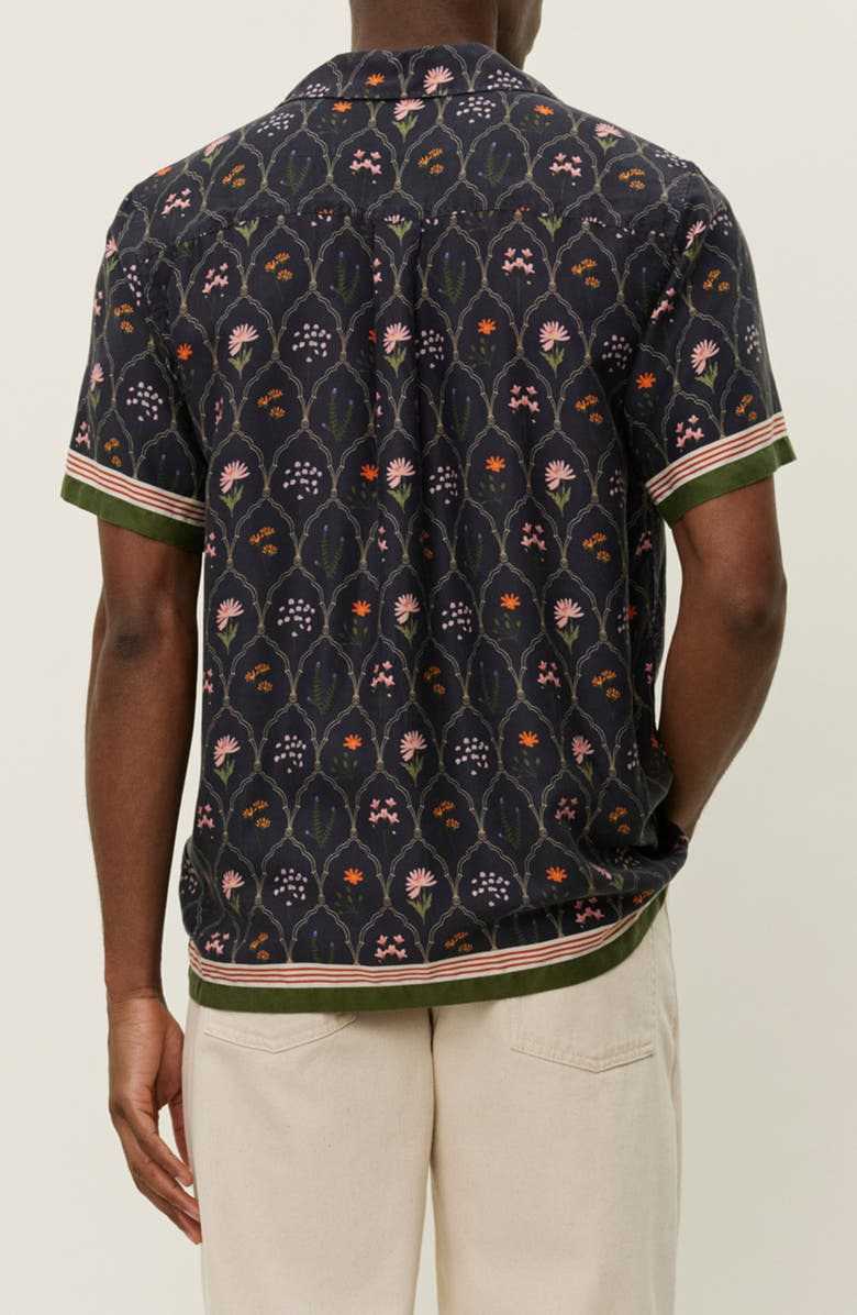 Les Deux Lukas Wildflower Short Sleeve Button-Up Shirt, Alternate, color, Dark Navy