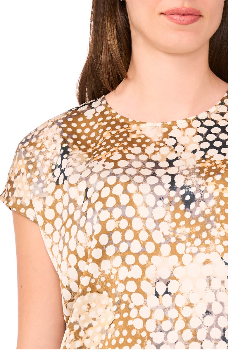 Halogen<sup>®</sup> Print Cap Sleeve Top, Alternate, color, Tobacco Brown