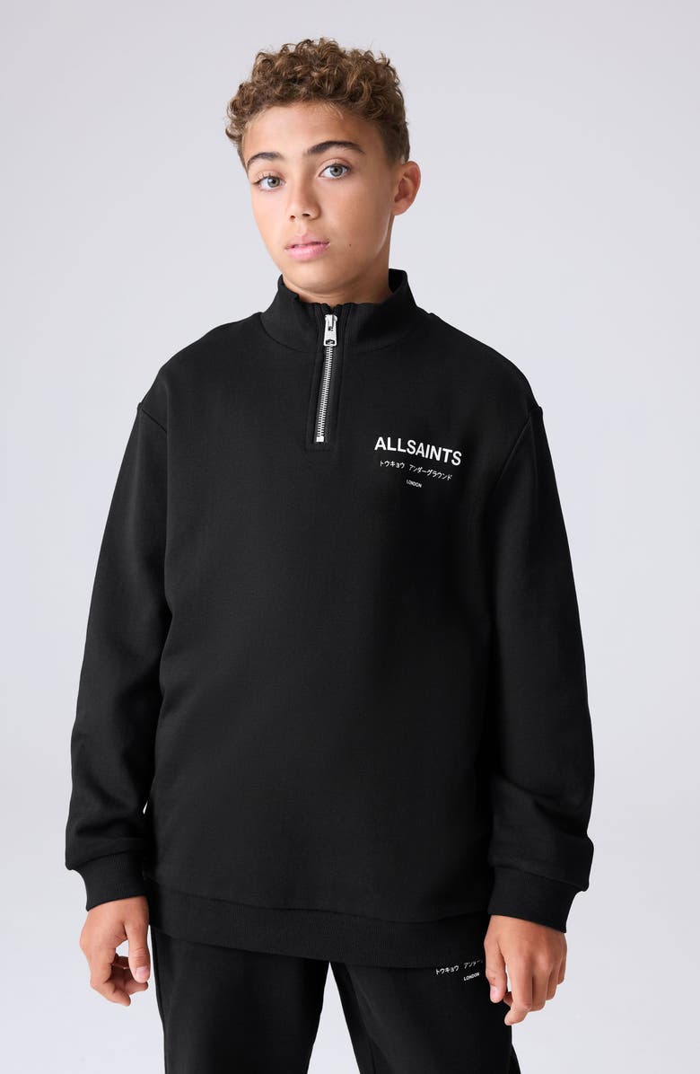 smALLSAINTS by ALLSAINTS Kids' Underground Oversize Half Zip Sweatshirt, Alternate, color, Black