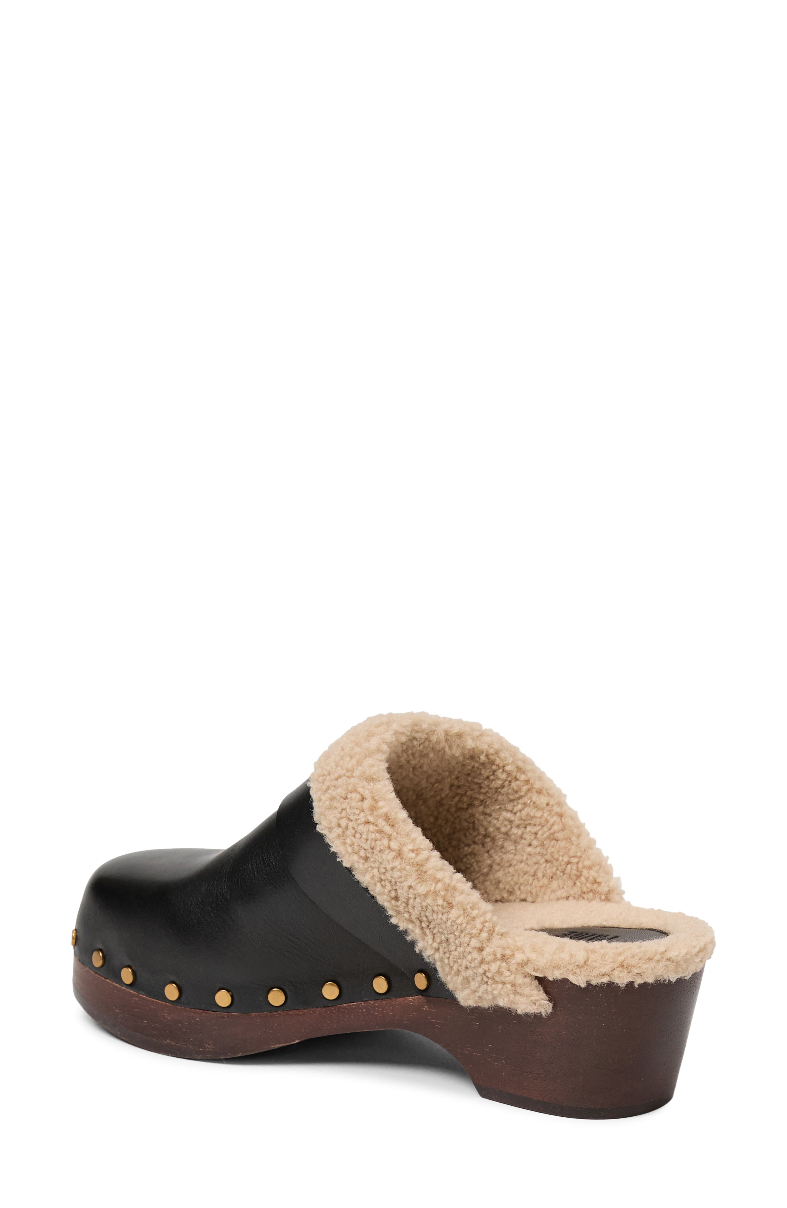 PAIGE Helena Faux Shearling Clog, Alternate, color, Black