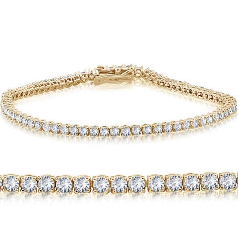 5 Carat TW Round Cut Lab Grown Diamond Tennis Bracelet 14k Gold Lab Grown