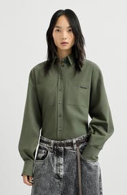 Brunello Cucinelli Tropical luxury wool shirt with shiny tab
