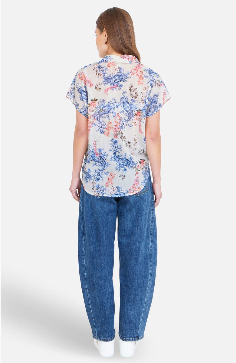 Yumi Cotton Paisley Print Tie Knot Shirt, Alternate, color, White