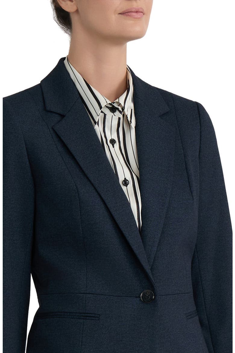 Notch Collar Waist Seam Blazer, Alternate, color, MID BLUE