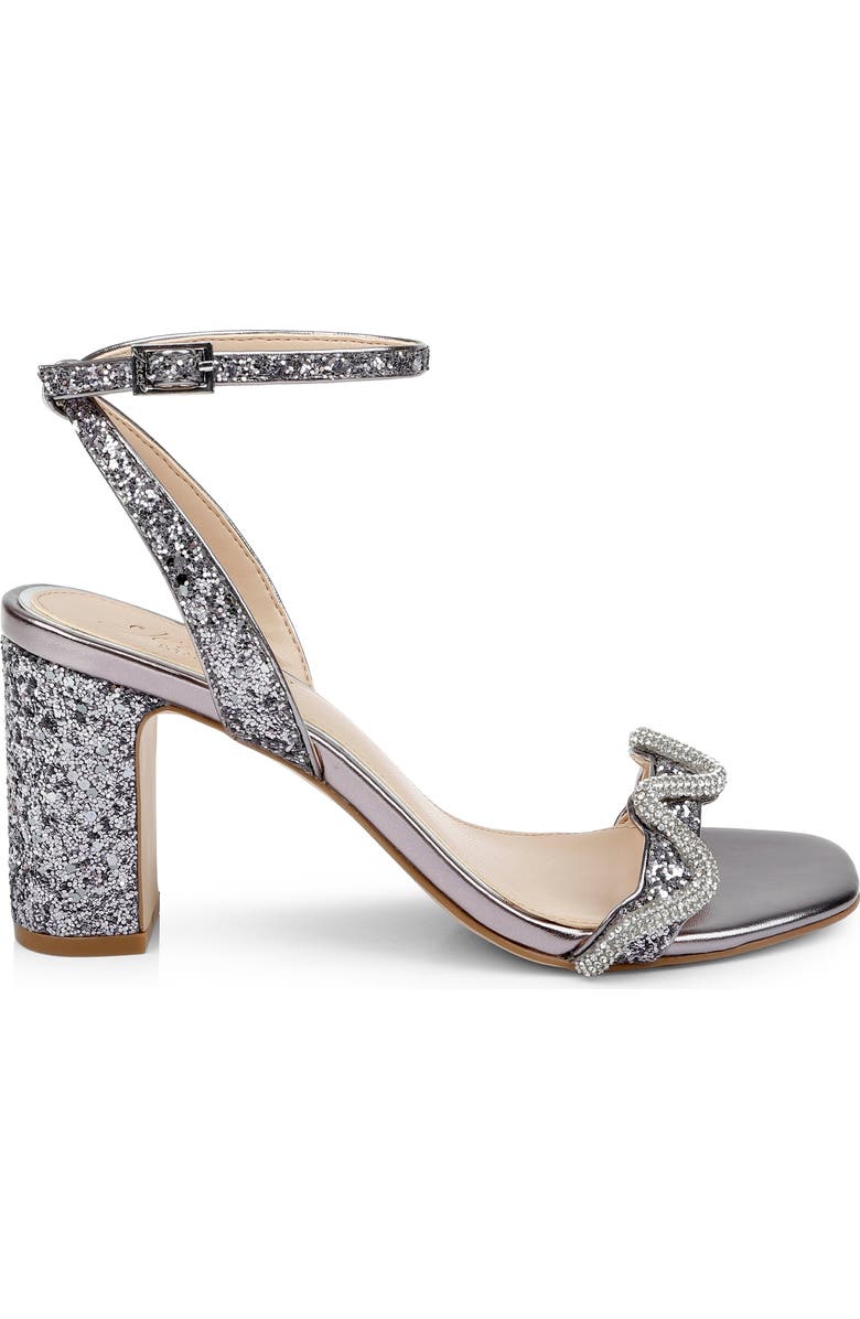 Jewel Badgley Mischka Gem Glitter Ankle Strap Sandal, Alternate, color, Smoke