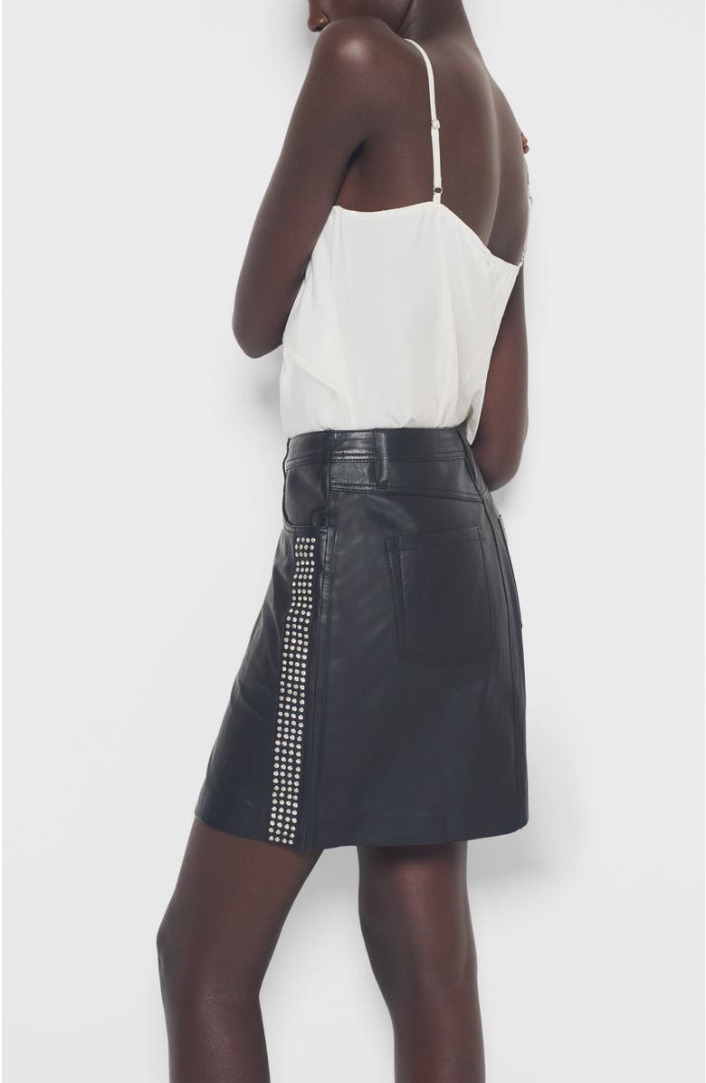 AS by DF Ryder Upcycled Leather Skirt, Alternate, color, Black