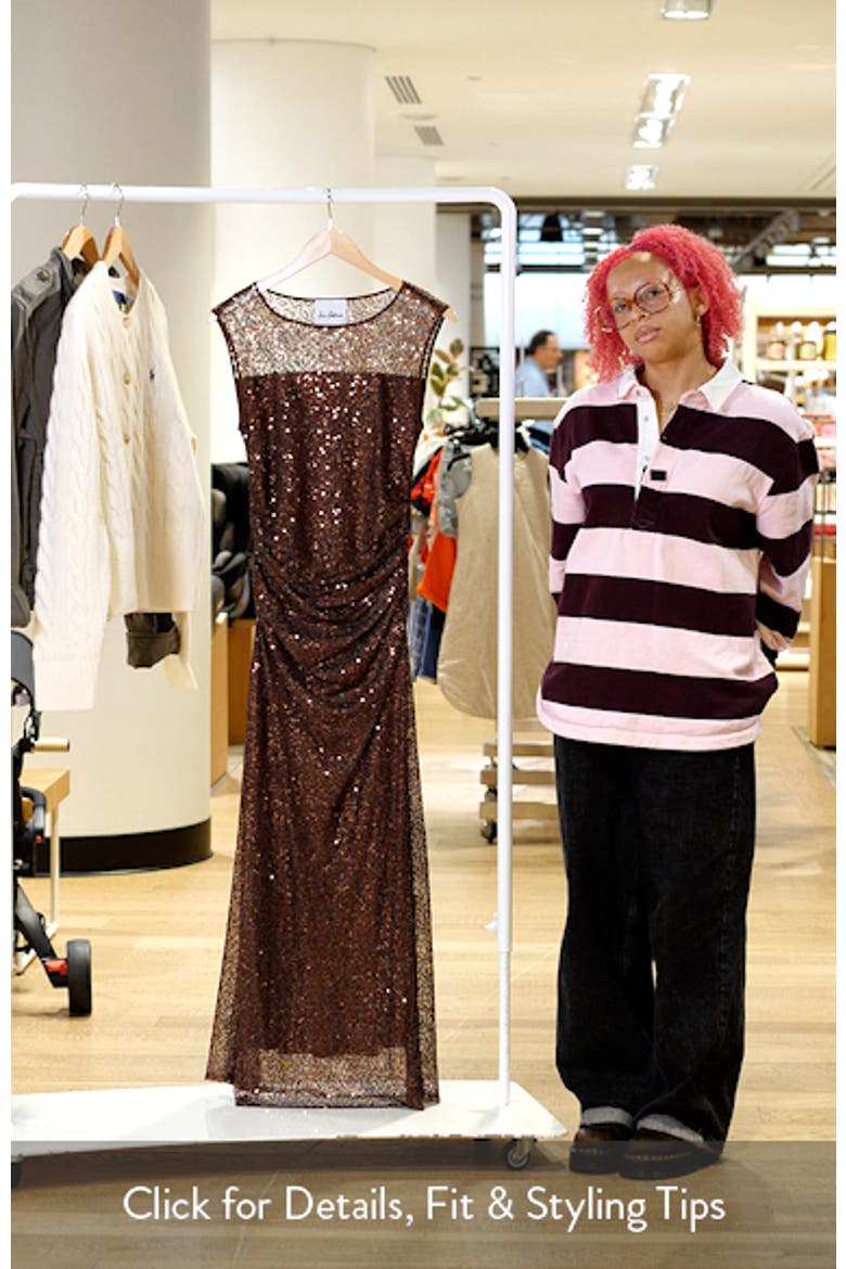Ruched Sleeveless Sequin Dress video