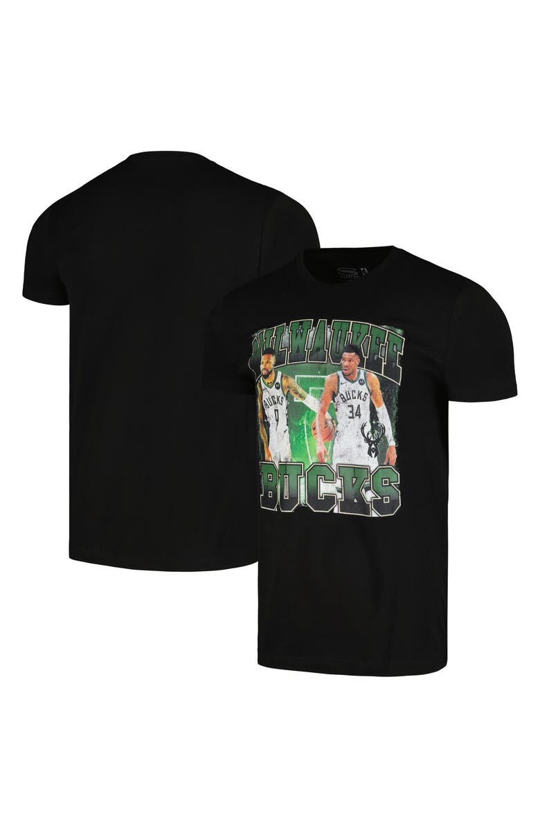 Stadium Essentials Men's Stadium Essentials Giannis Antetokounmpo & Damian Lillard Black Milwaukee Bucks Player Duo T-Shirt, Alternate, color, 
