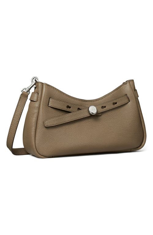 Tory Burch Romy Zip Top Leather Crossbody Bag In Gray