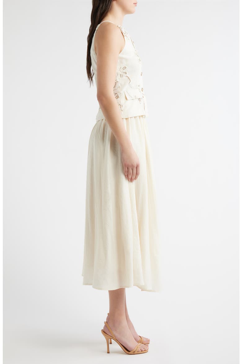 Embroidered Detail Cotton Blend Twofer Dress, Alternate, color, CREAM