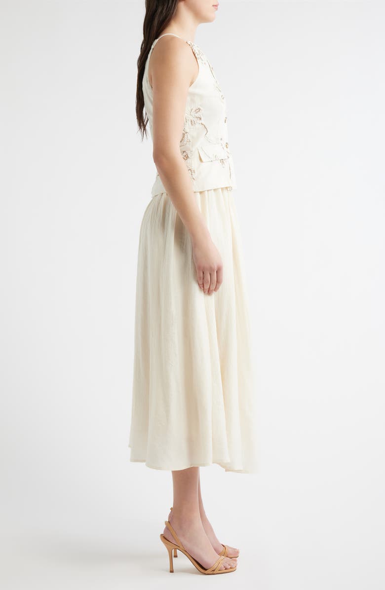 ZOE AND CLAIRE Embroidered Detail Cotton Blend Twofer Dress, Alternate, color, Cream
