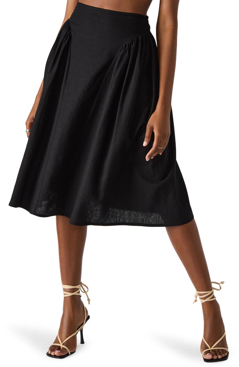 Steve Madden Brooklyn Linen Blend Skirt, Main, color, Black
