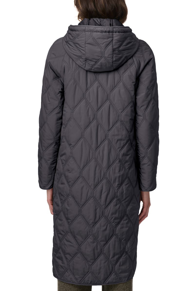 Bernardo Diamond Quilted Hooded Coat, Alternate, color, Titan