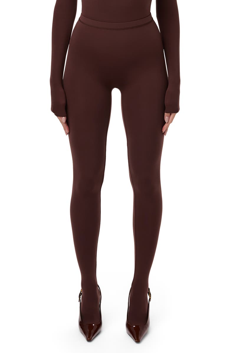 Naked Wardrobe Closed Toe Leggings, Main, color, Chocolate