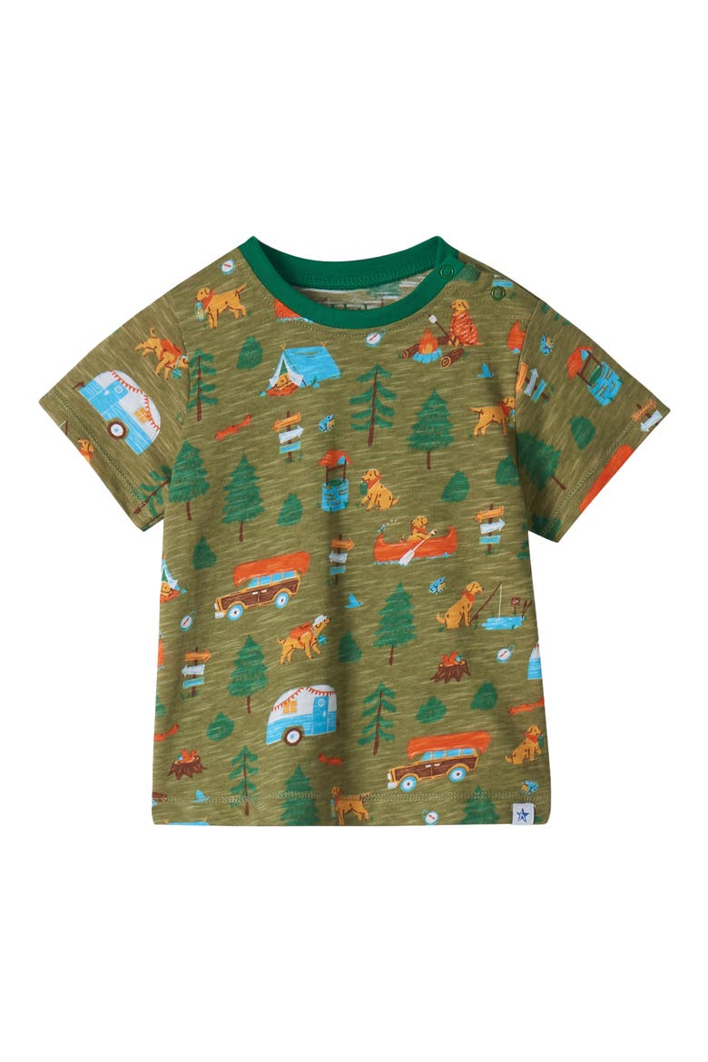 Kids' Summer Camping Cotton T-Shirt & Pull-On Shorts Set, Alternate, color, SAGE