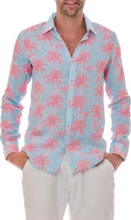RANEES Linen Palm Button-Up Shirt