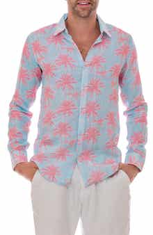 RANEES Linen Palm Button-Up Shirt
