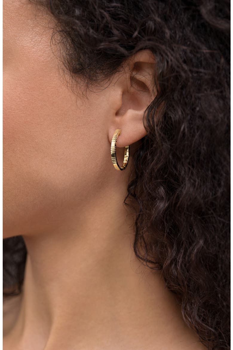 14K Gold Textured Hoop Earrings, Alternate, color, 14K YELLOW GOLD