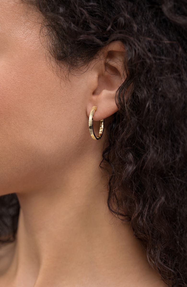 Bony Levy 14K Gold Textured Hoop Earrings, Alternate, color, 14K Yellow Gold