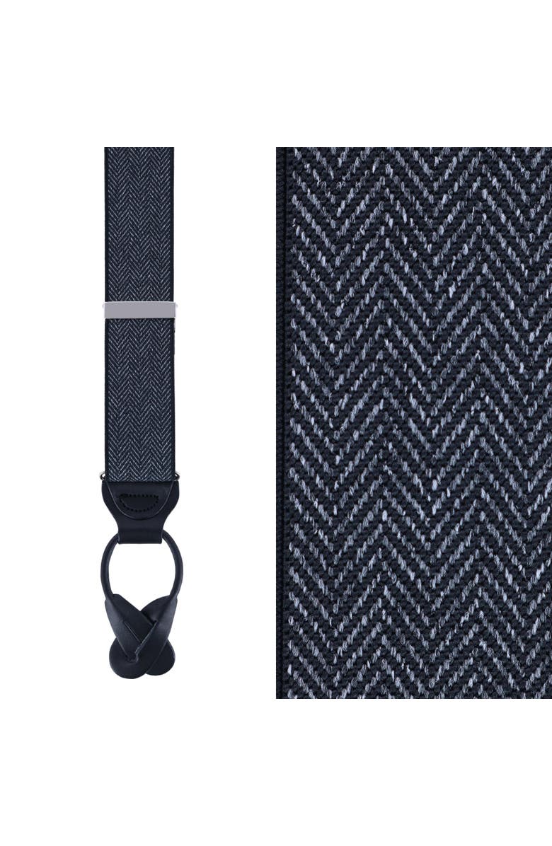 Trafalgar Silas Classic Herringbone Elastic Button End Suspenders, Main, color, Black