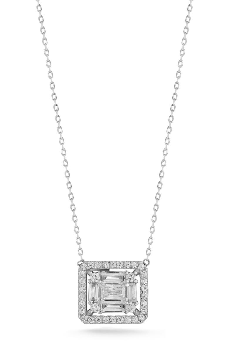 GLAZE JEWELRY Cubic Zirconia Pendant Necklace, Main, color, Silver