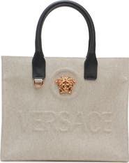 Versace Small La Medusa Logo Canvas Tote