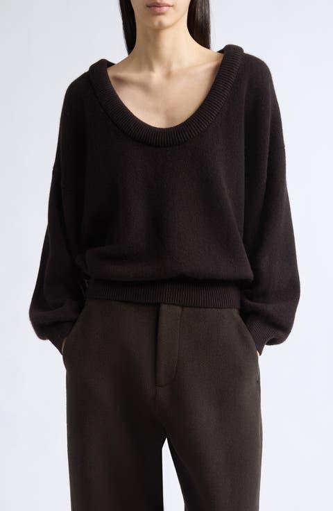 Doria Padded Scoop Neck Cashmere Sweater