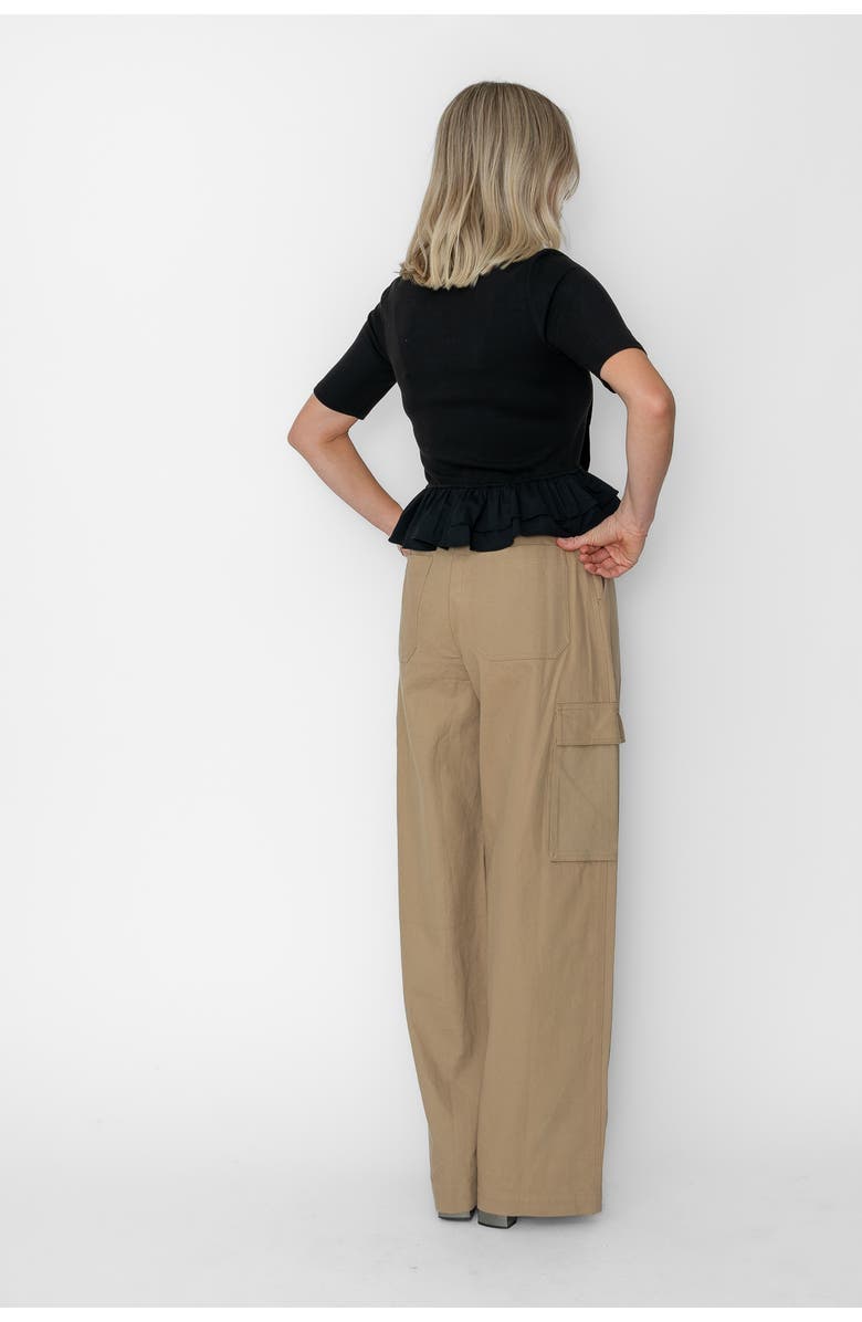 West Of Fabienne Knit Top w Ruffles, Alternate, color, Black