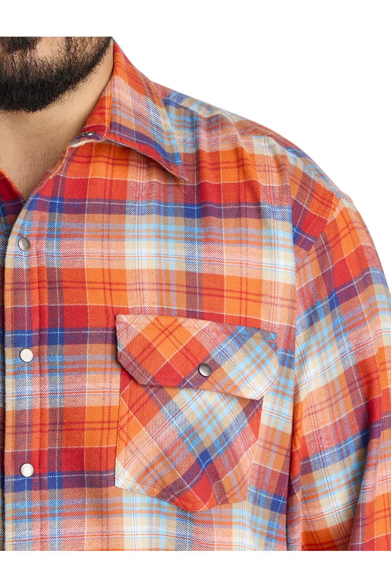 Big & Tall Plaid Flannel Sport Shirt V1, Alternate, color, RED ORANGE