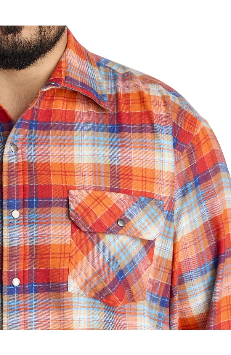 Harbor Bay by DXL Big & Tall Plaid Flannel Sport Shirt V1, Alternate, color, Red Orange