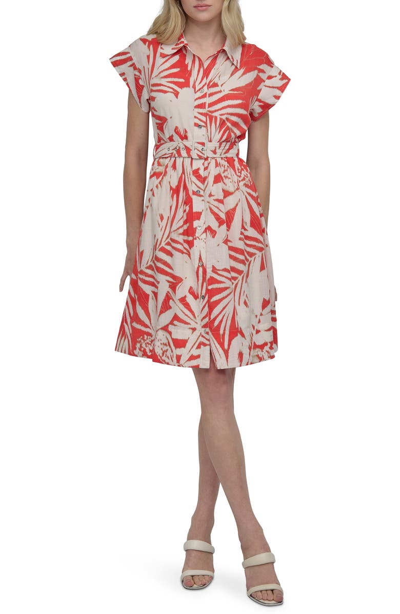 DKNY Floral Shirtdress, Main, color, Fiesta Multi