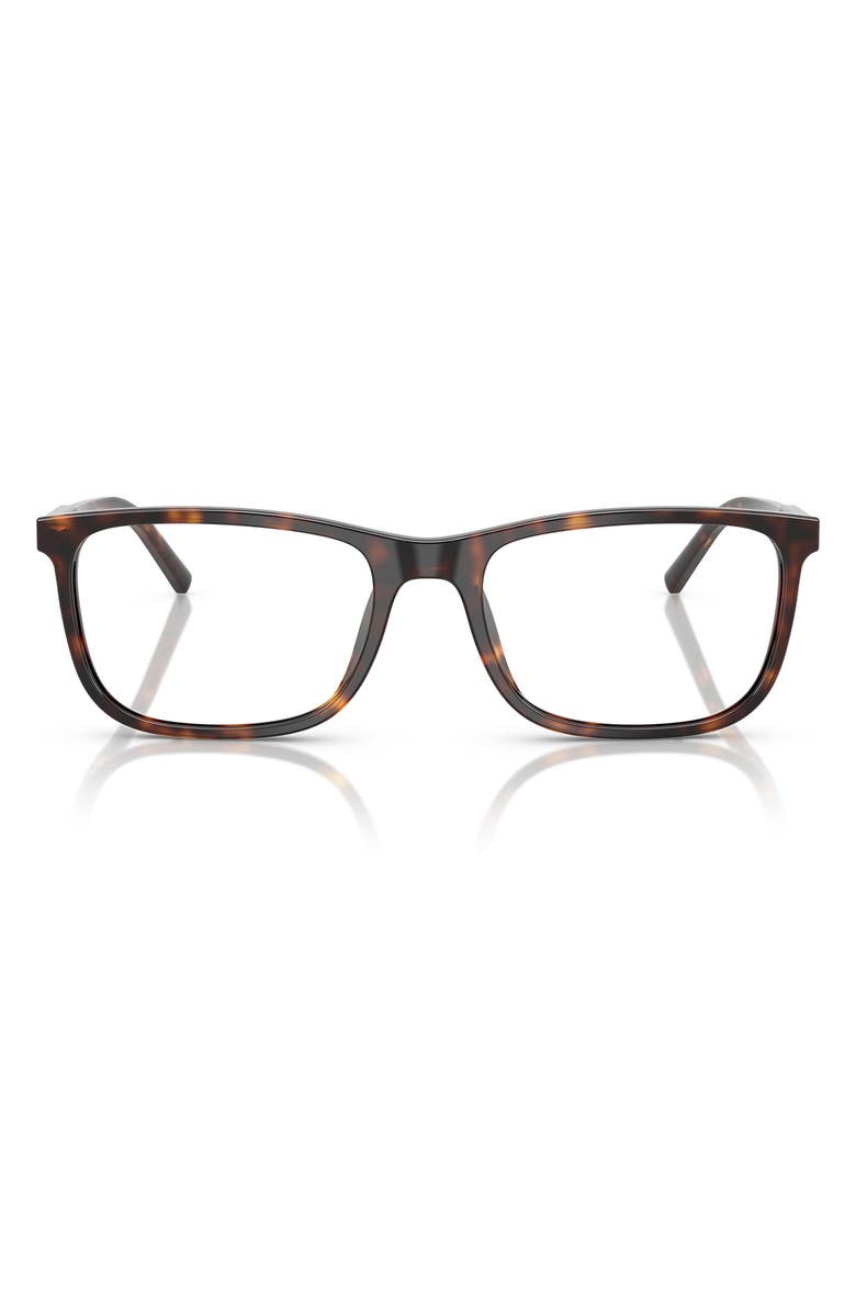 Dolce&Gabbana 53mm Rectangular Optical Glasses, Main, color, Havana / Demo Lens