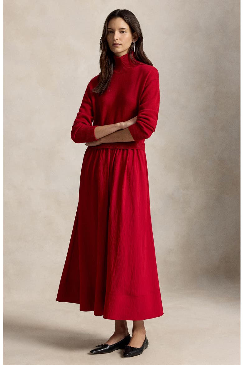 Mixed Media Maxi Dress, Alternate, color, RED