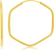 SIMONA 14K Yellow Gold Hexagon Hoop Earrings