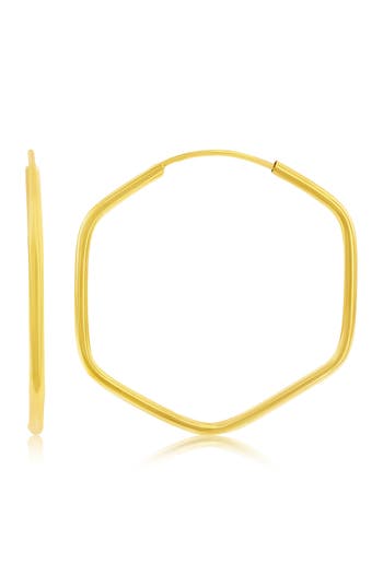 Simona 14k Yellow Gold Hexagon Hoop Earrings