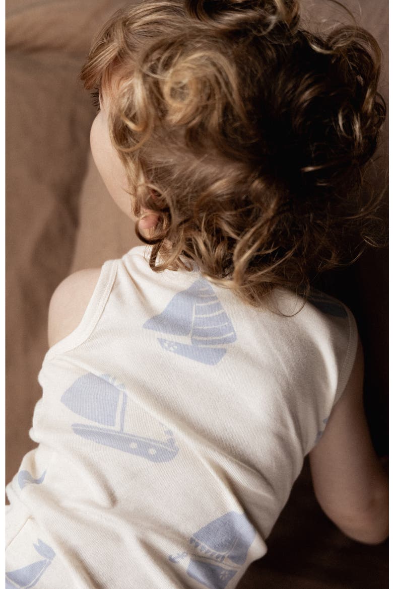 Kids' Print Organic Cotton Two-Piece Short Pajamas, Alternate, color, REGATTA BLUE PRINT