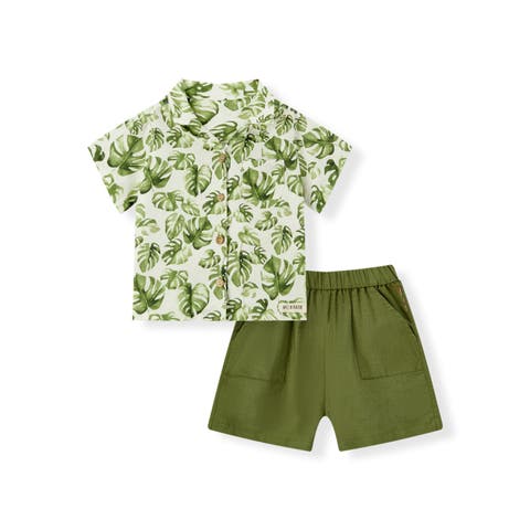 Linen Button-Up Shirt and Shorts Set (Toddler)
