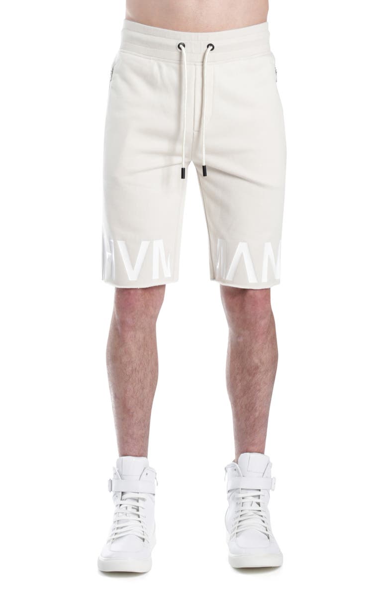 HVMAN Logo French Terry Sweat Shorts, Main, color, Cream