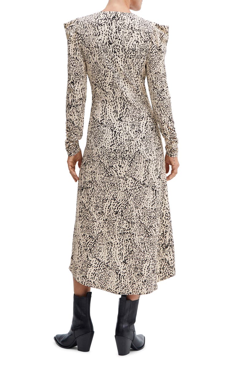 MANGO Ruched Long Sleeve Midi Dress, Alternate, color, 