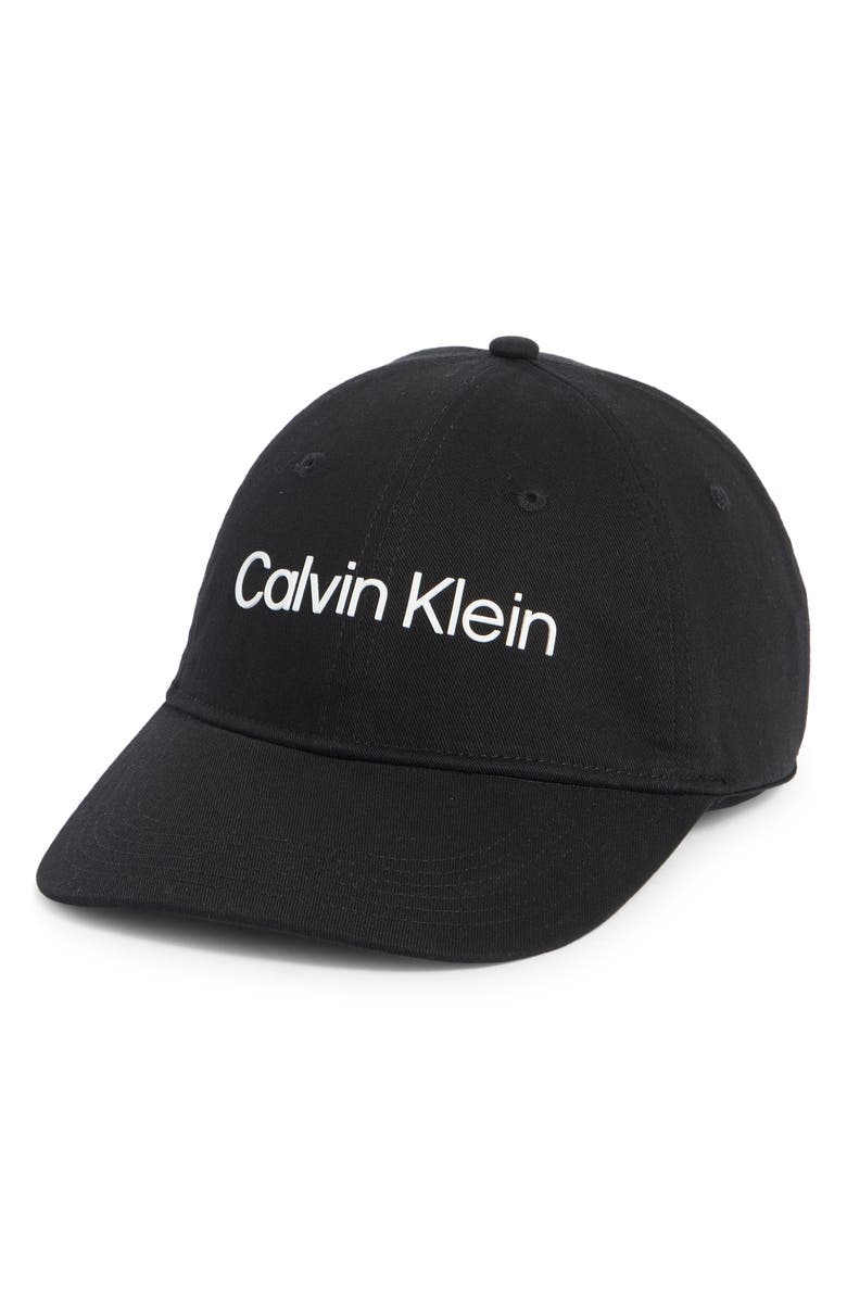 Calvin Klein Rubberized Logo Baseball Cap, Main, color, Black
