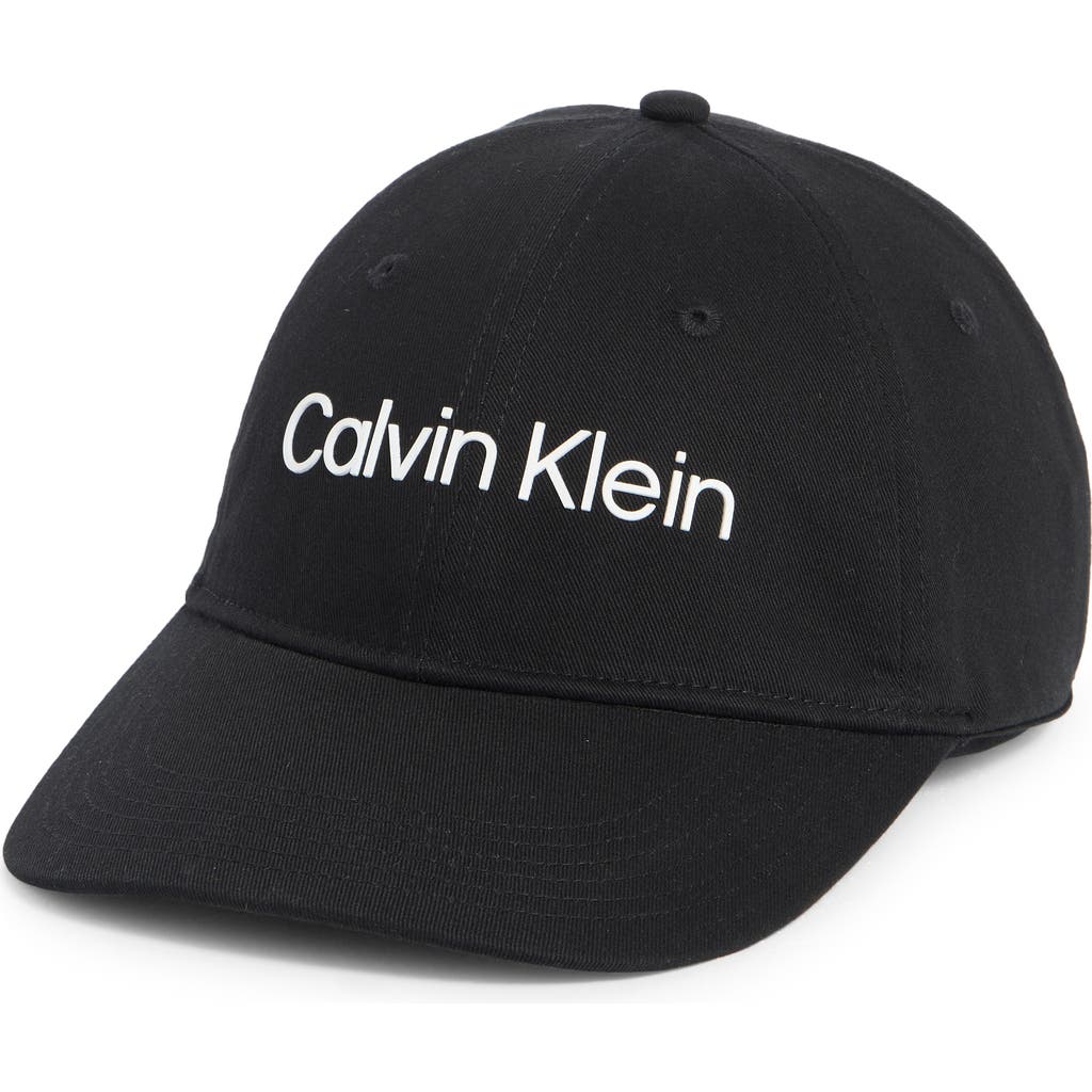 Calvin Klein Rubberized Logo Baseball Cap In Black