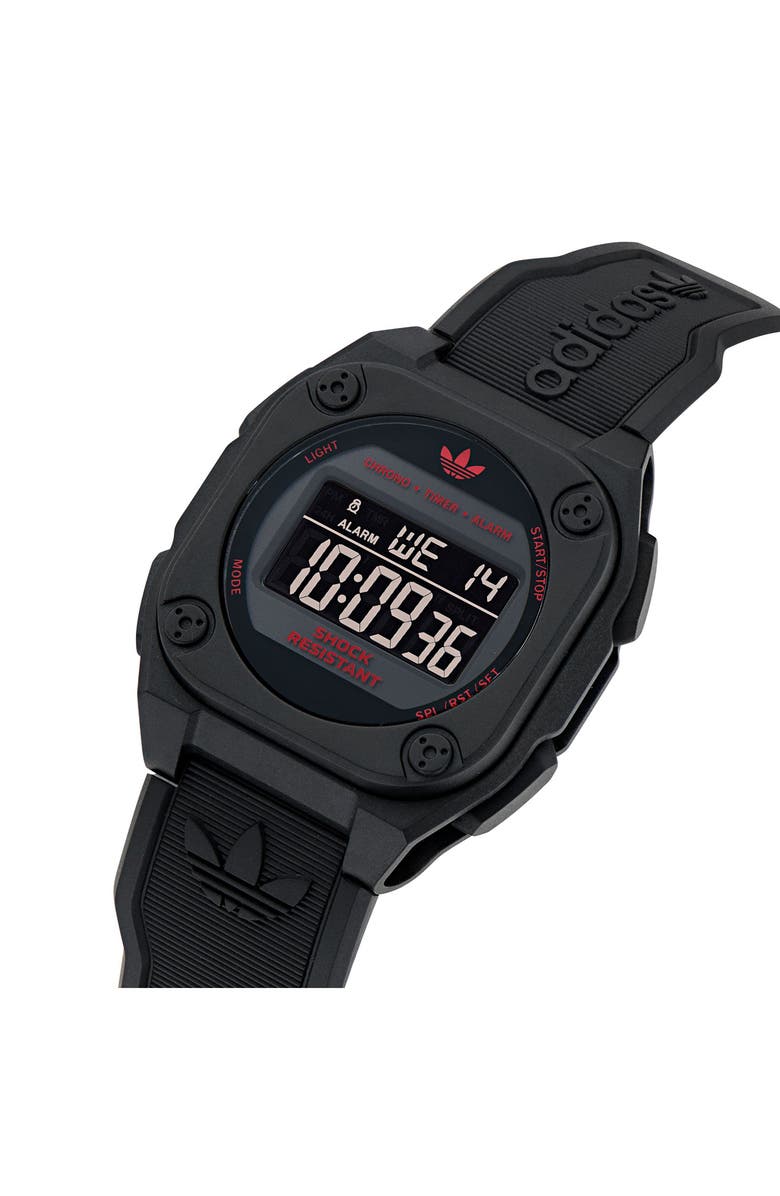 adidas City Tech 4 Silicone Strap Watch, 42mm, Alternate, color, Black