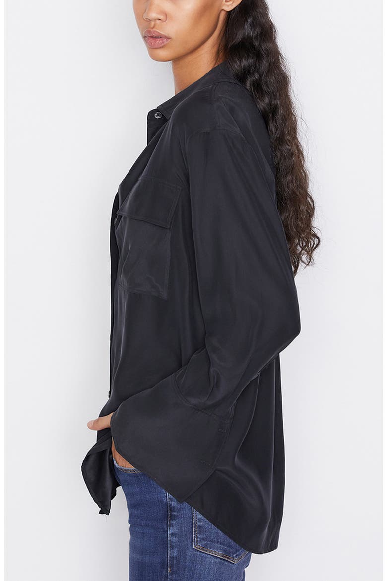 Boyfriend Silk Blouse, Alternate, color, NOIR