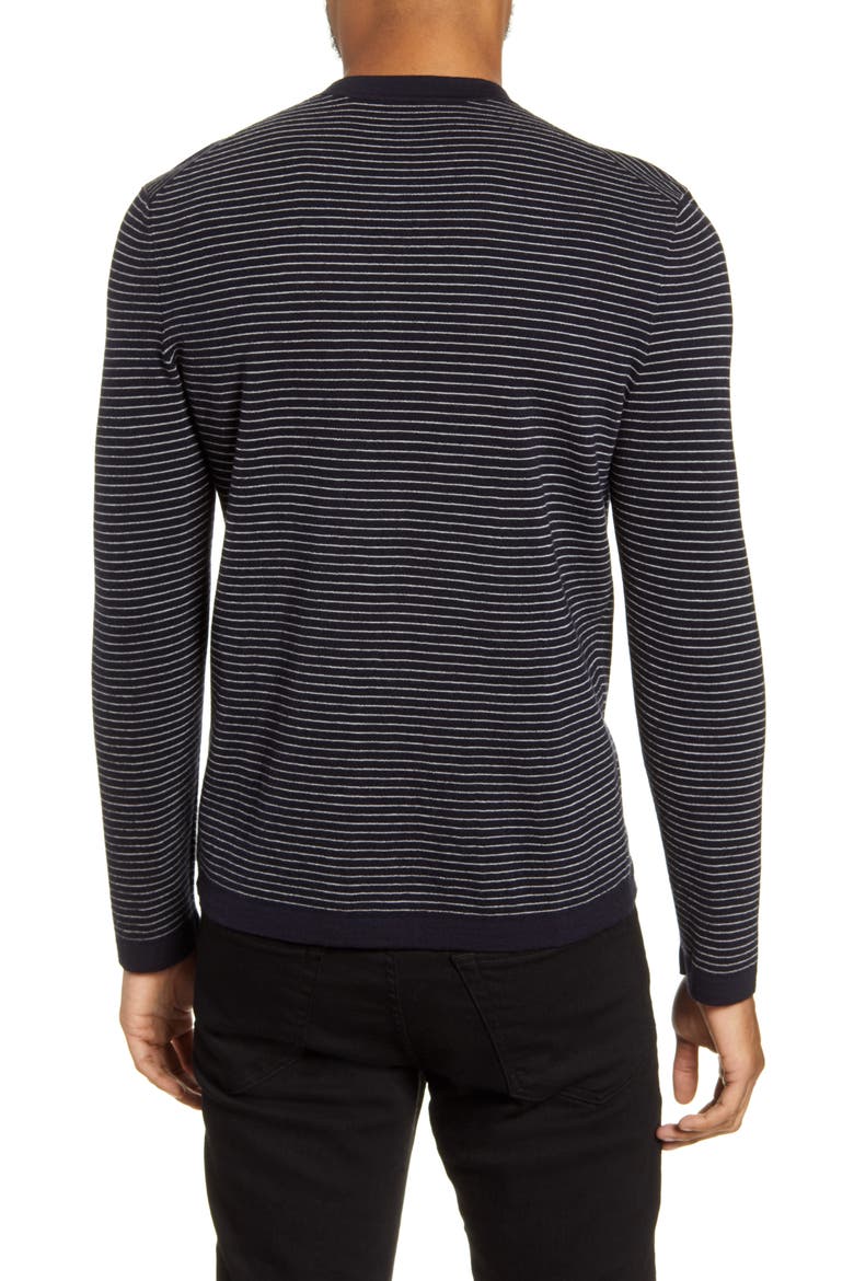 Ollis Stripe Crewneck Wool Sweater, Alternate, color, ECLIPSE/ WHITE