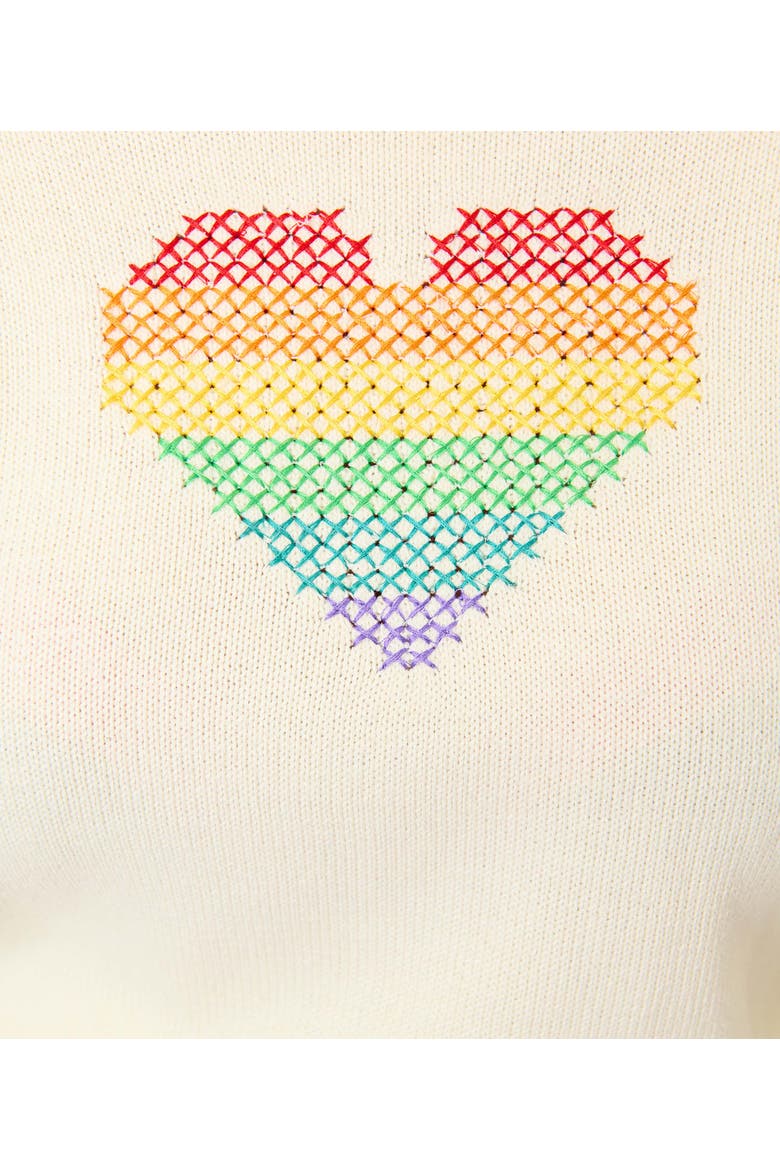 Long Sleeve Sweater, Alternate, color, Beige w/ Rainbow Heart Print