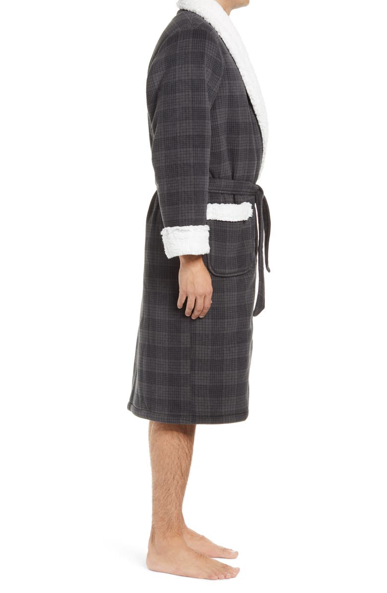 Nordstrom Plaid Fleece Robe with Faux Shearling Lining, Alternate, color, 
