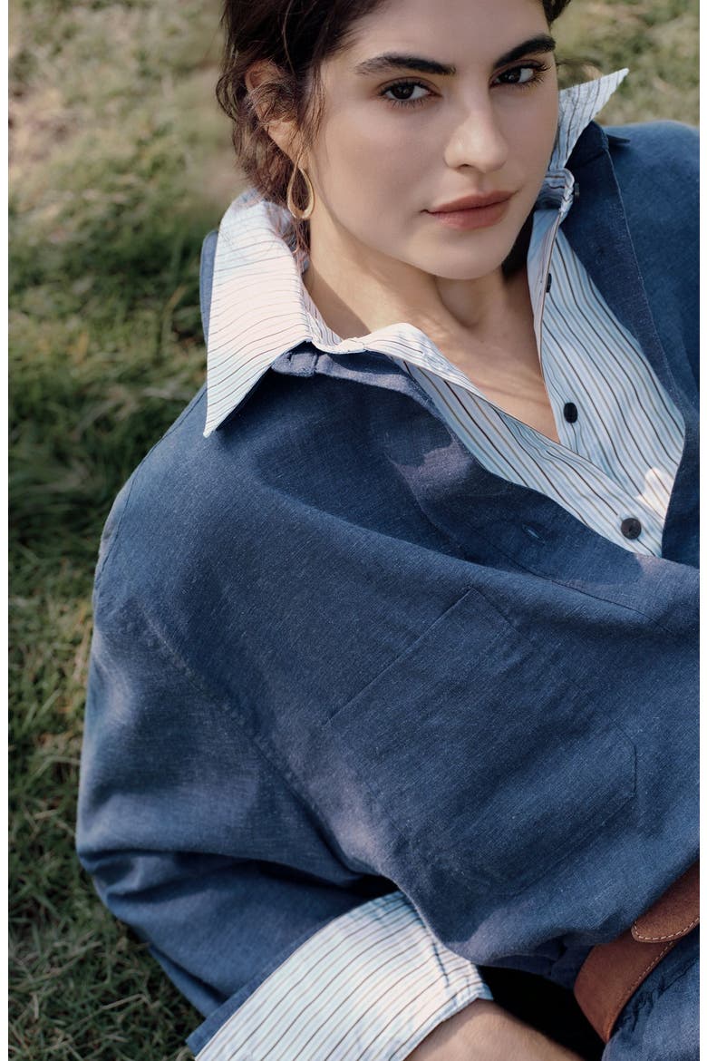 Lyricist Oversized Shirt, Alternate, color, indigo blue