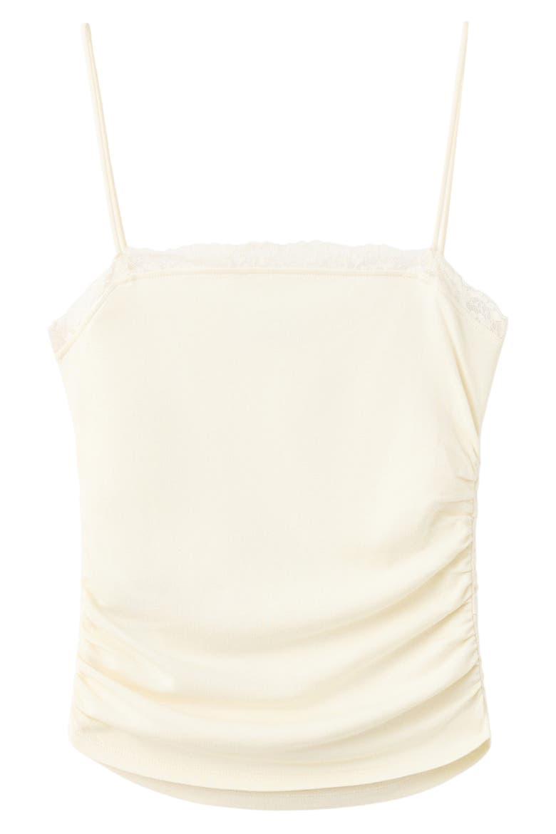 Lace Trim Stretch-Cotton Blend Camisole, Alternate, color, VANILLA