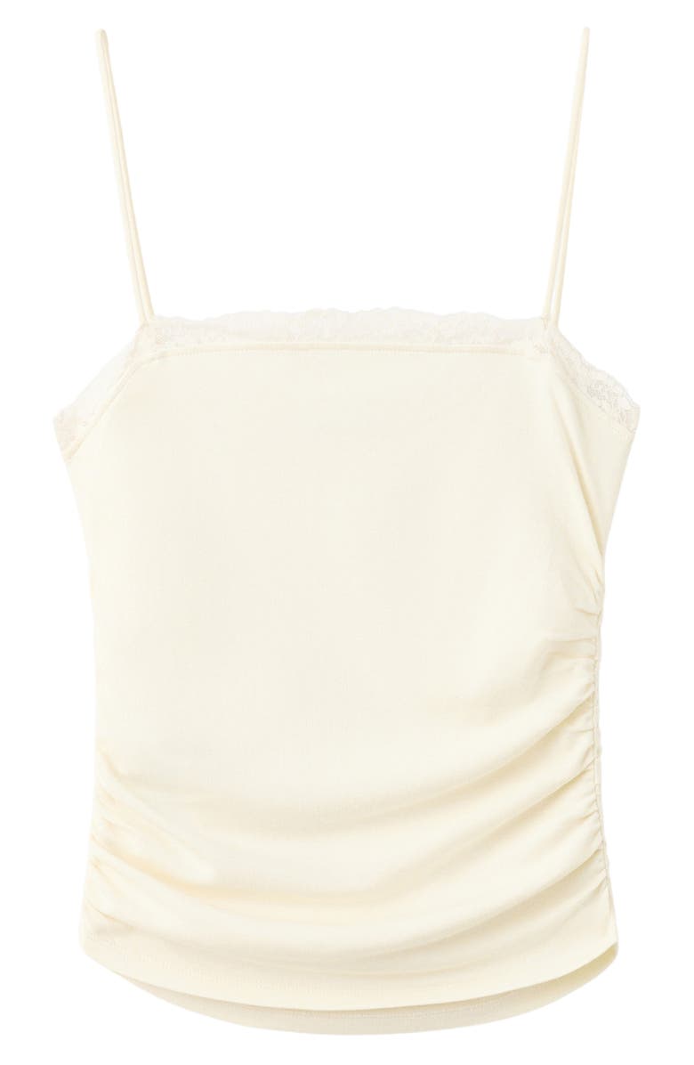 MANGO Lace Trim Stretch-Cotton Blend Camisole, Alternate, color, Vanilla