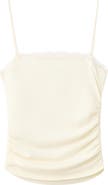 MANGO Lace Trim Stretch-Cotton Blend Camisole
